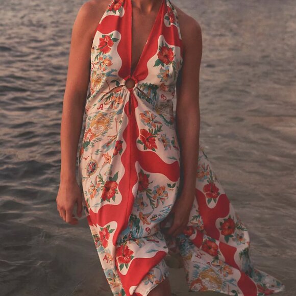 Anthropologie Celadine Halter Midi Scarf Dress - Picture 2 of 10